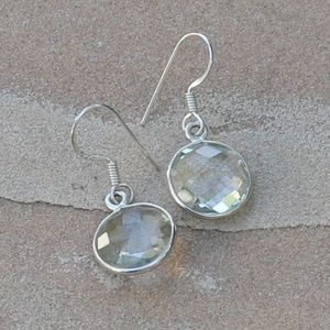 Sterling Silver Green Amethyst Dangle Earrings